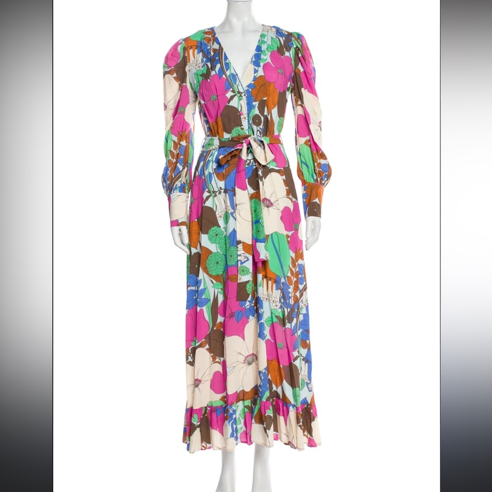 LA DoubleJ Multicolor Floral Long Sleeve Dress size XS